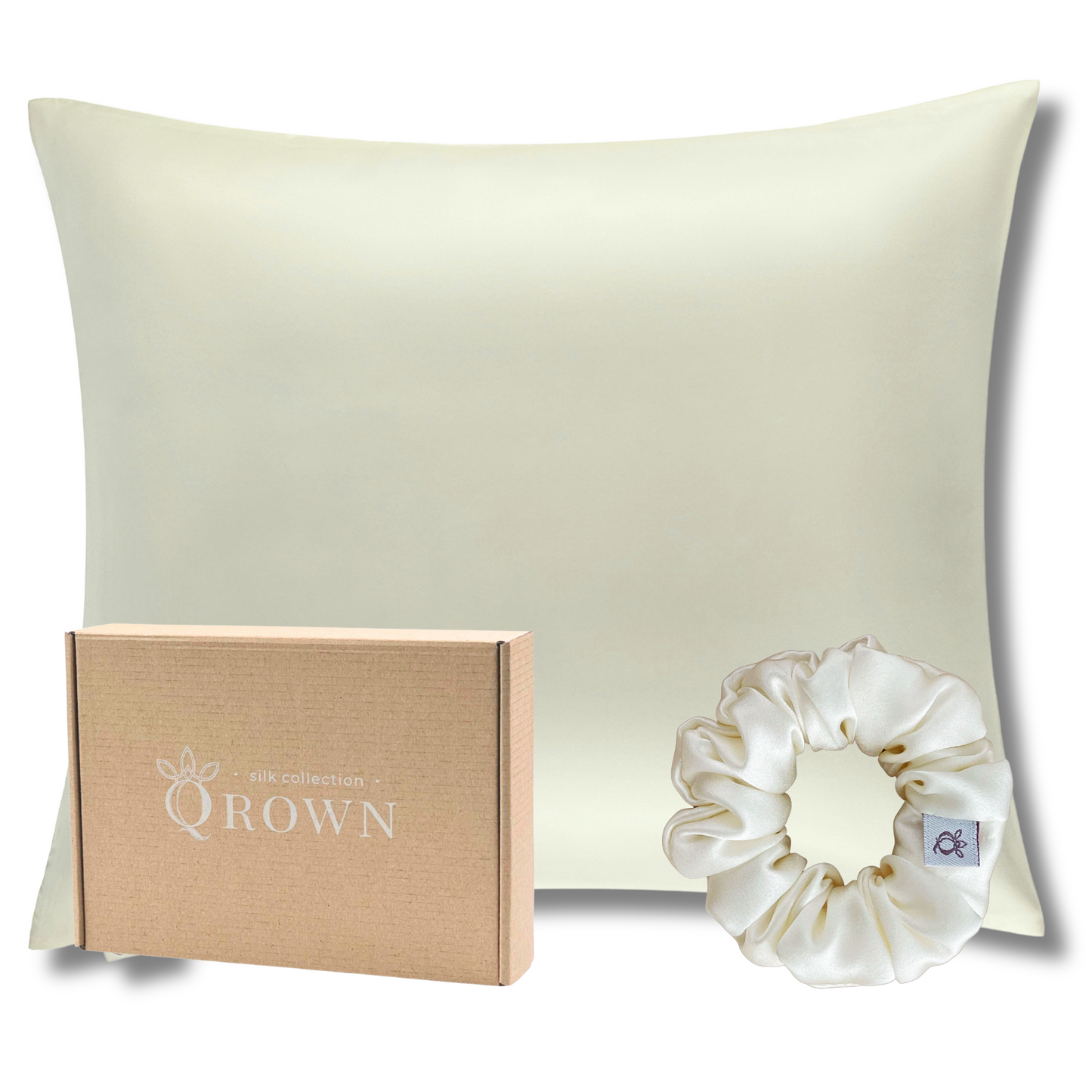 Qrown® Hodvábna obliečka na vankúš 50x60 cm – 22 momme morušový hodváb s hodvábnou gumičkou