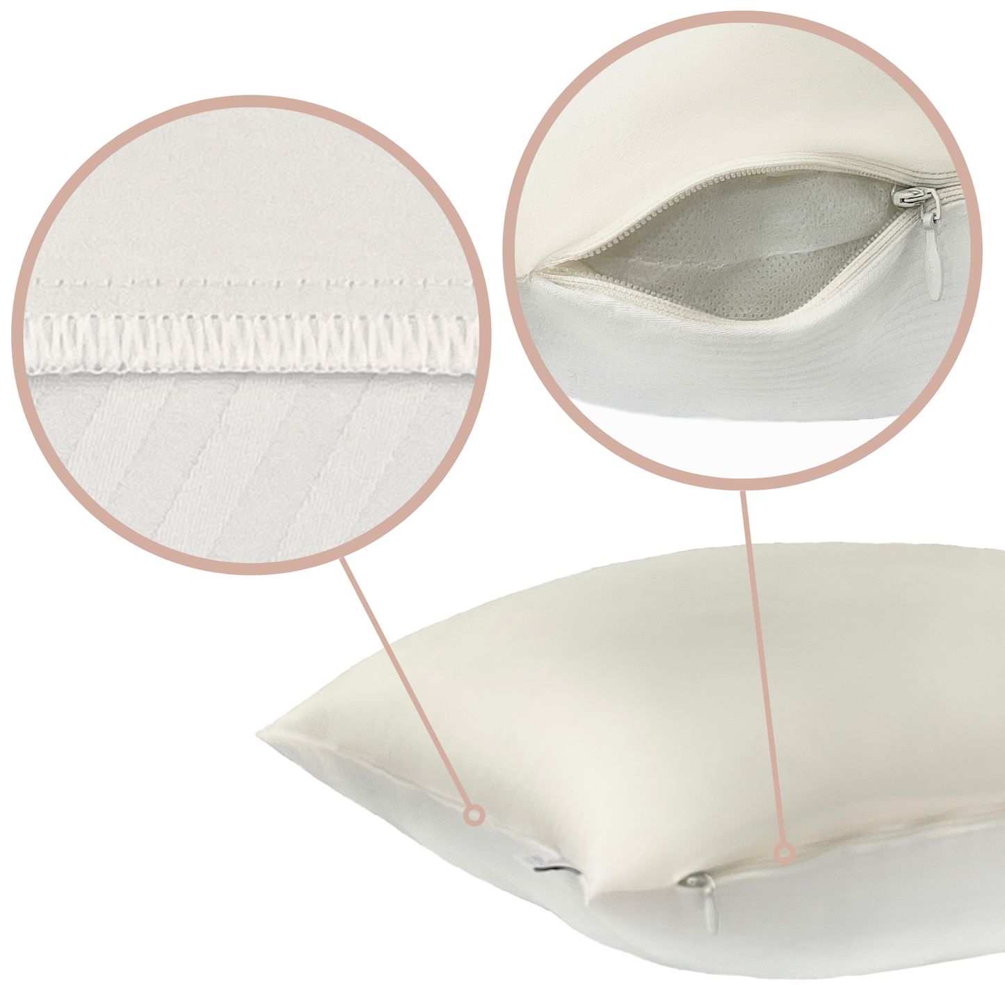 Qrown® hodvábna obliečka na vankúš 50x50 cm – 22 momme morušový hodváb, bavlnená zadná strana