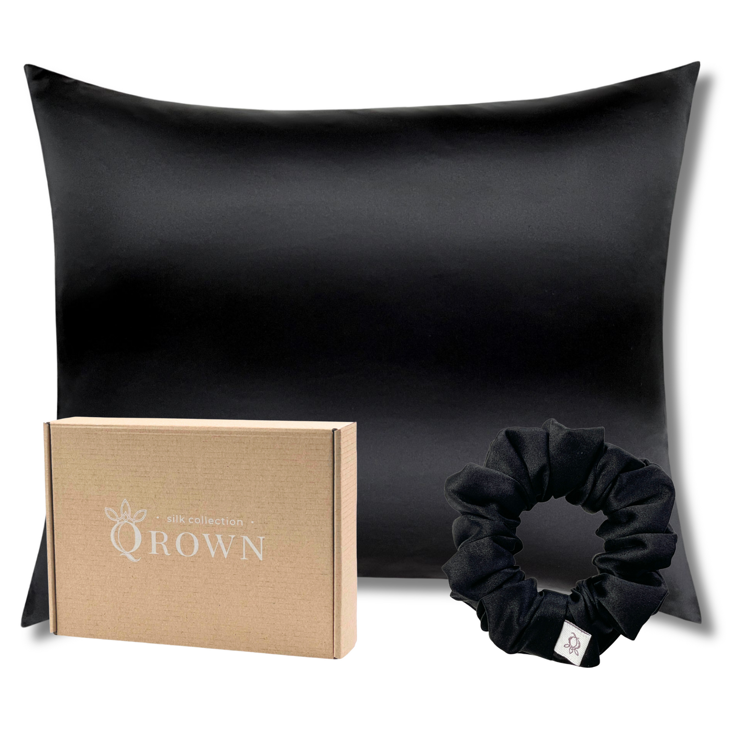 Qrown® Hodvábna obliečka na vankúš 50x60 cm – 22 momme morušový hodváb s hodvábnou gumičkou