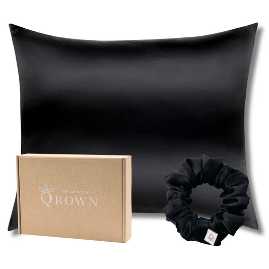 Qrown® Hodvábna obliečka na vankúš 60x80 cm – 22 momme morušový hodváb s hodvábnou gumičkou
