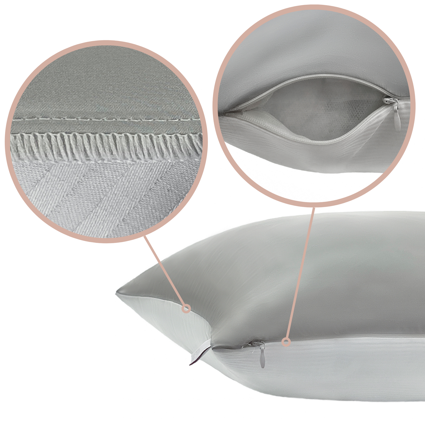 Qrown® hodvábna obliečka na vankúš 50x50 cm – 22 momme morušový hodváb, bavlnená zadná strana