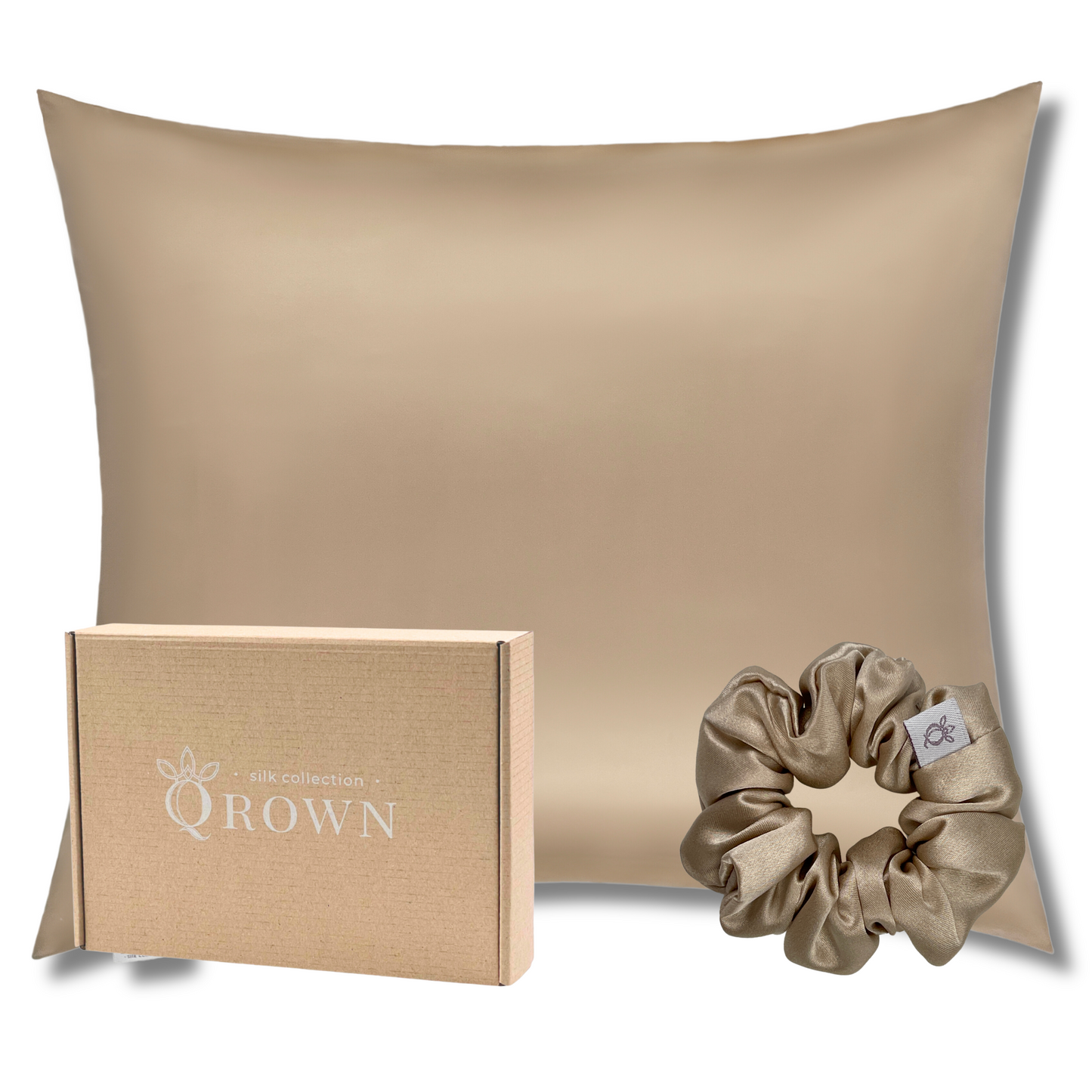 Qrown® Hodvábna obliečka na vankúš 50x60 cm – 22 momme morušový hodváb s hodvábnou gumičkou