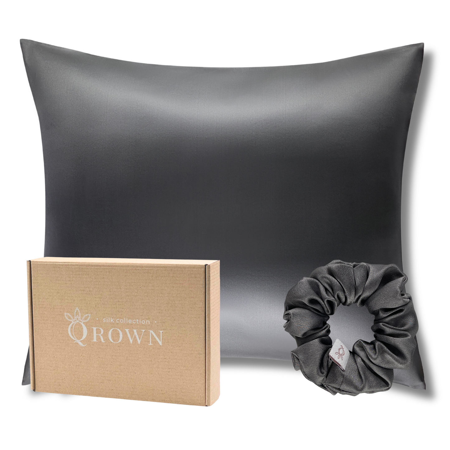 Qrown® Hodvábna obliečka na vankúš 50x60 cm – 22 momme morušový hodváb s hodvábnou gumičkou