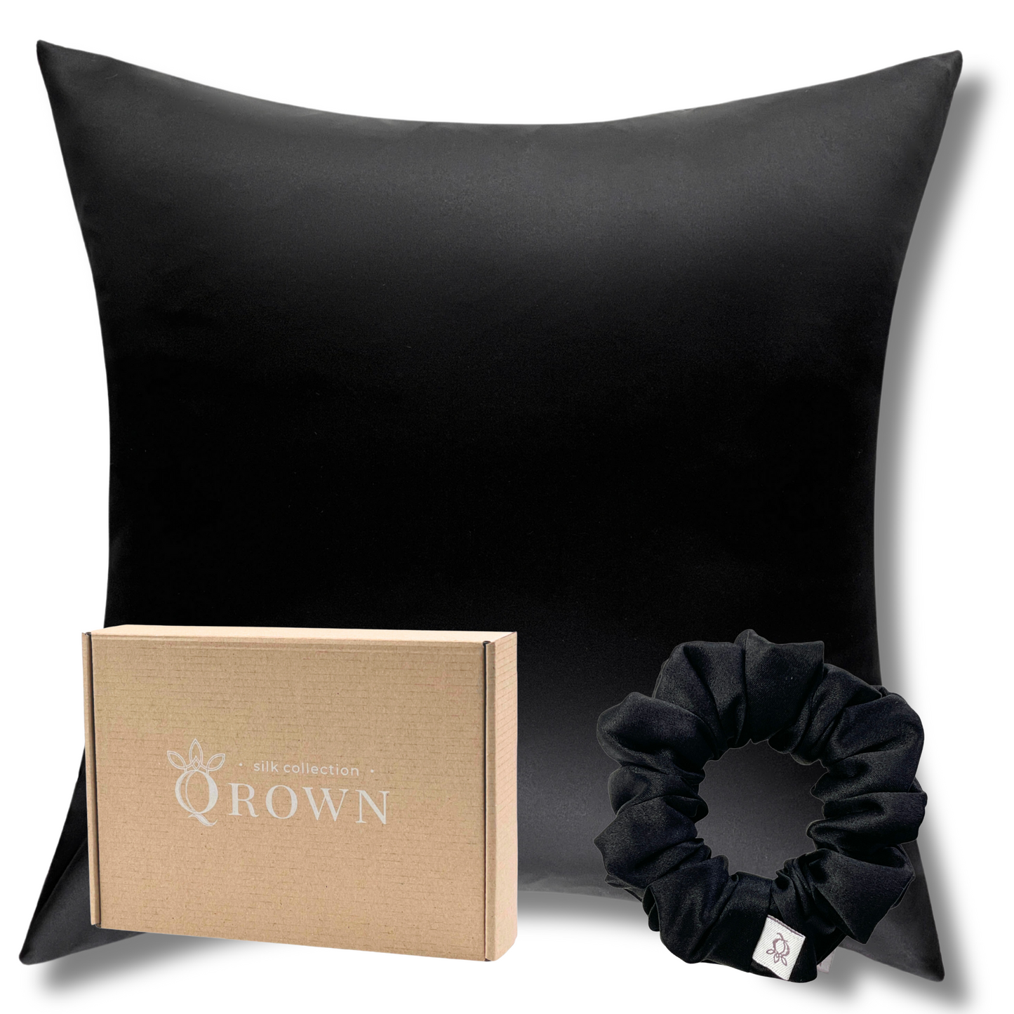 Qrown® Hodvábna obliečka na vankúš 50x50 cm – 22 momme morušový hodváb s hodvábnou gumičkou