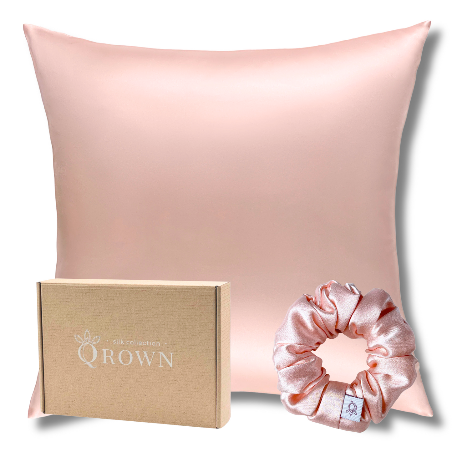 Qrown® Hodvábna obliečka na vankúš 50x50 cm – 22 momme morušový hodváb s hodvábnou gumičkou