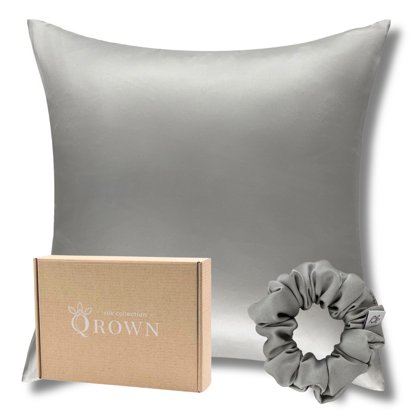 Qrown® Hodvábna obliečka na vankúš 50x50 cm – 22 momme morušový hodváb s hodvábnou gumičkou