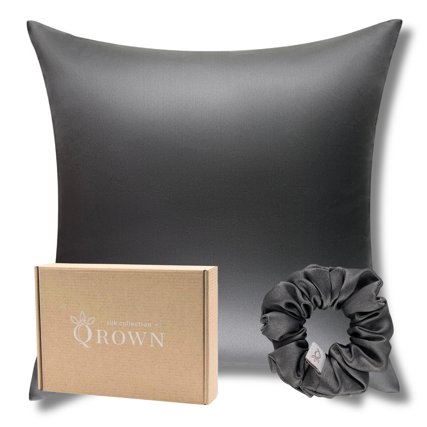 Qrown® Hodvábna obliečka na vankúš 50x50 cm – 22 momme morušový hodváb s hodvábnou gumičkou