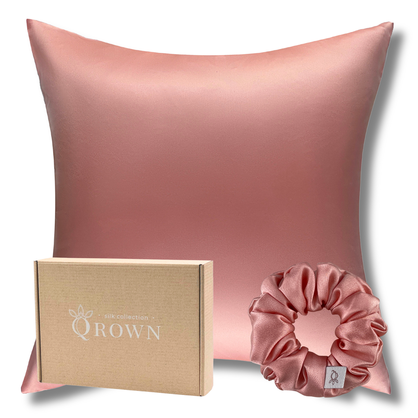 Qrown® Hodvábna obliečka na vankúš 50x50 cm – 22 momme morušový hodváb s hodvábnou gumičkou