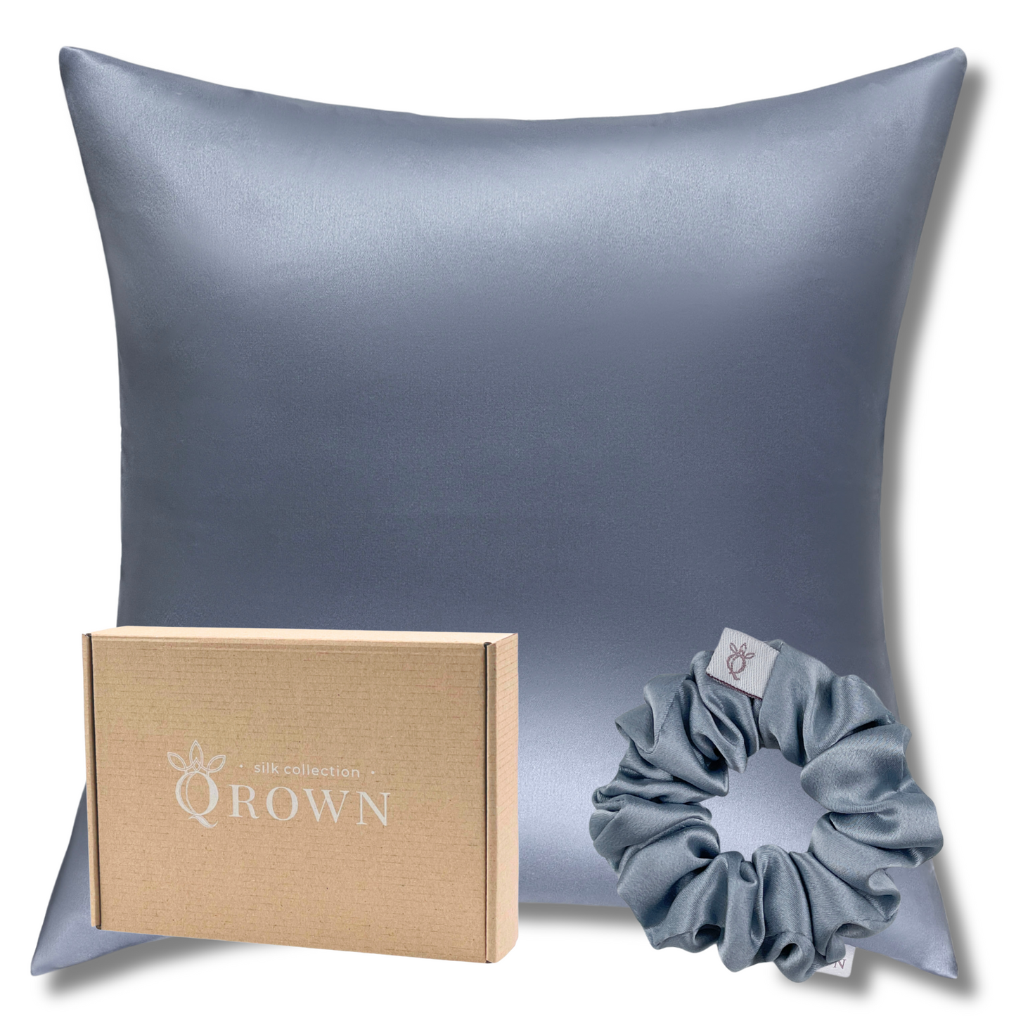 Qrown® Hodvábna obliečka na vankúš 50x50 cm – 22 momme morušový hodváb s hodvábnou gumičkou