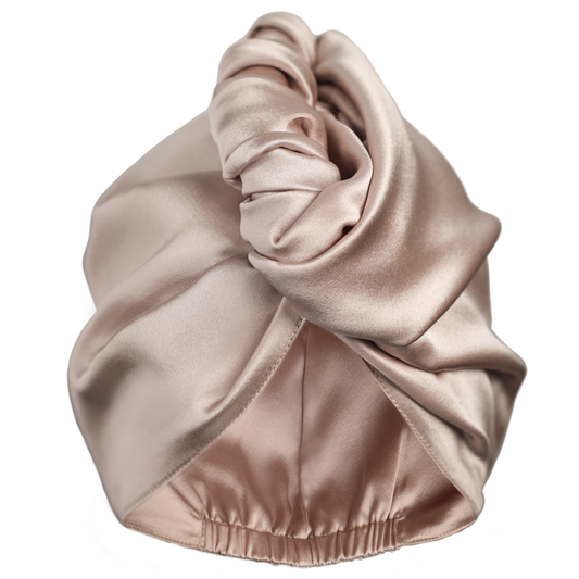 Qrown® hodvábny turban uterák na vlasy – Champagne