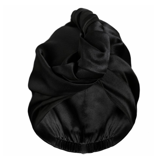 Qrown® hodvábny turban uterák na vlasy – Čierna
