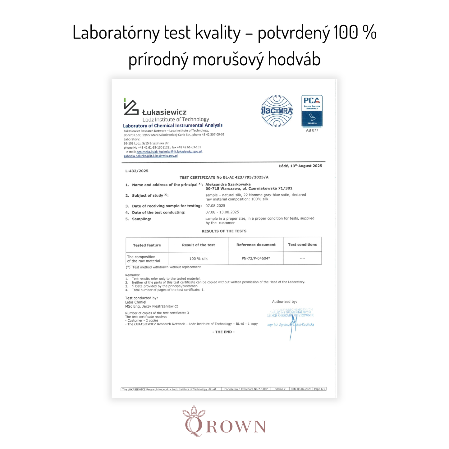 Qrown® Hodvábna obliečka na vankúš 40x40 cm – 22 momme morušový hodváb