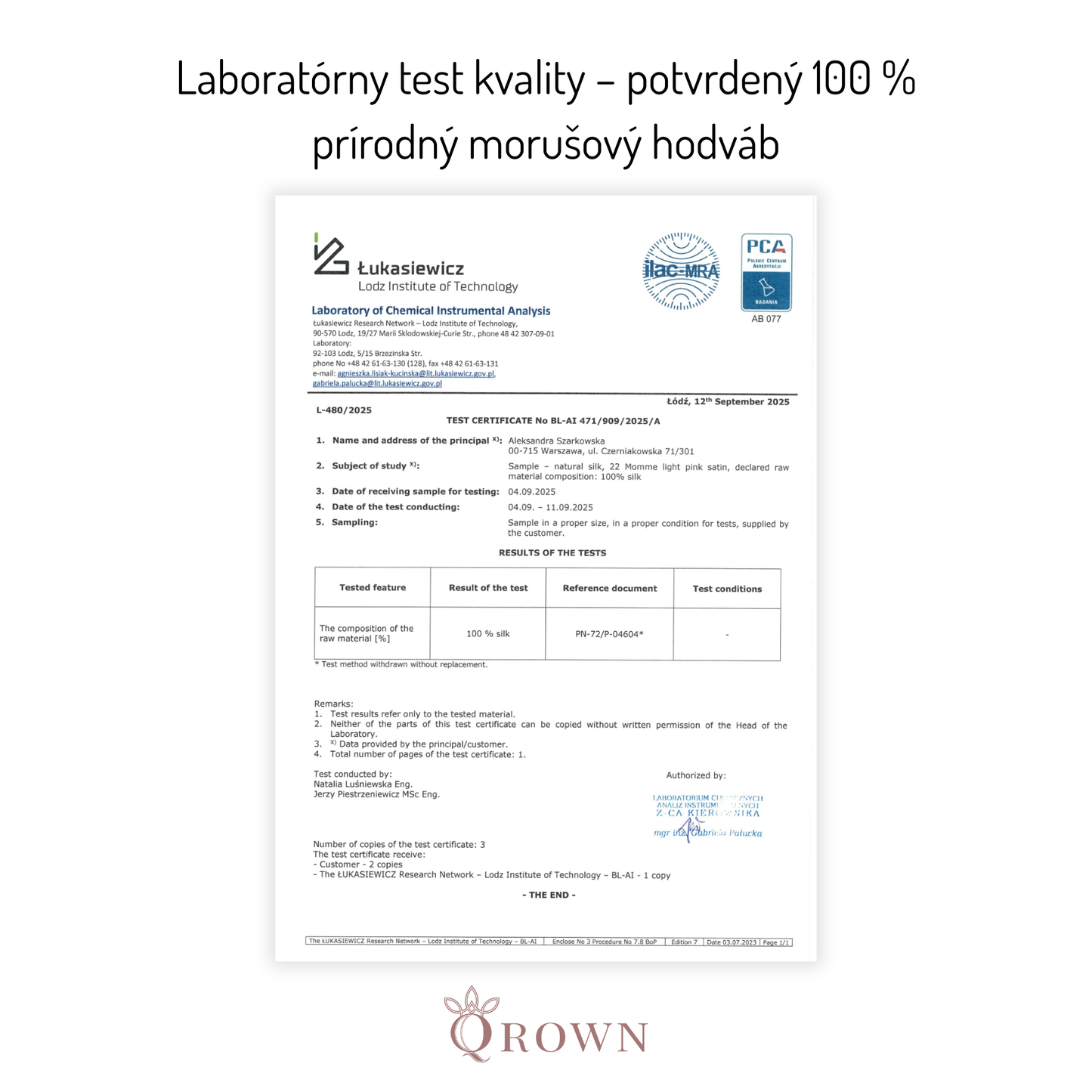 Qrown® Hodvábna obliečka na vankúš 40x40 cm – 22 momme morušový hodváb