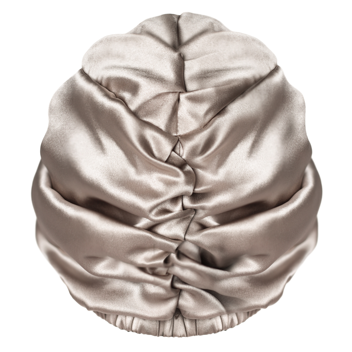 Qrown® obojstranný hodvábny turban na spanie – Champagne / Sivá