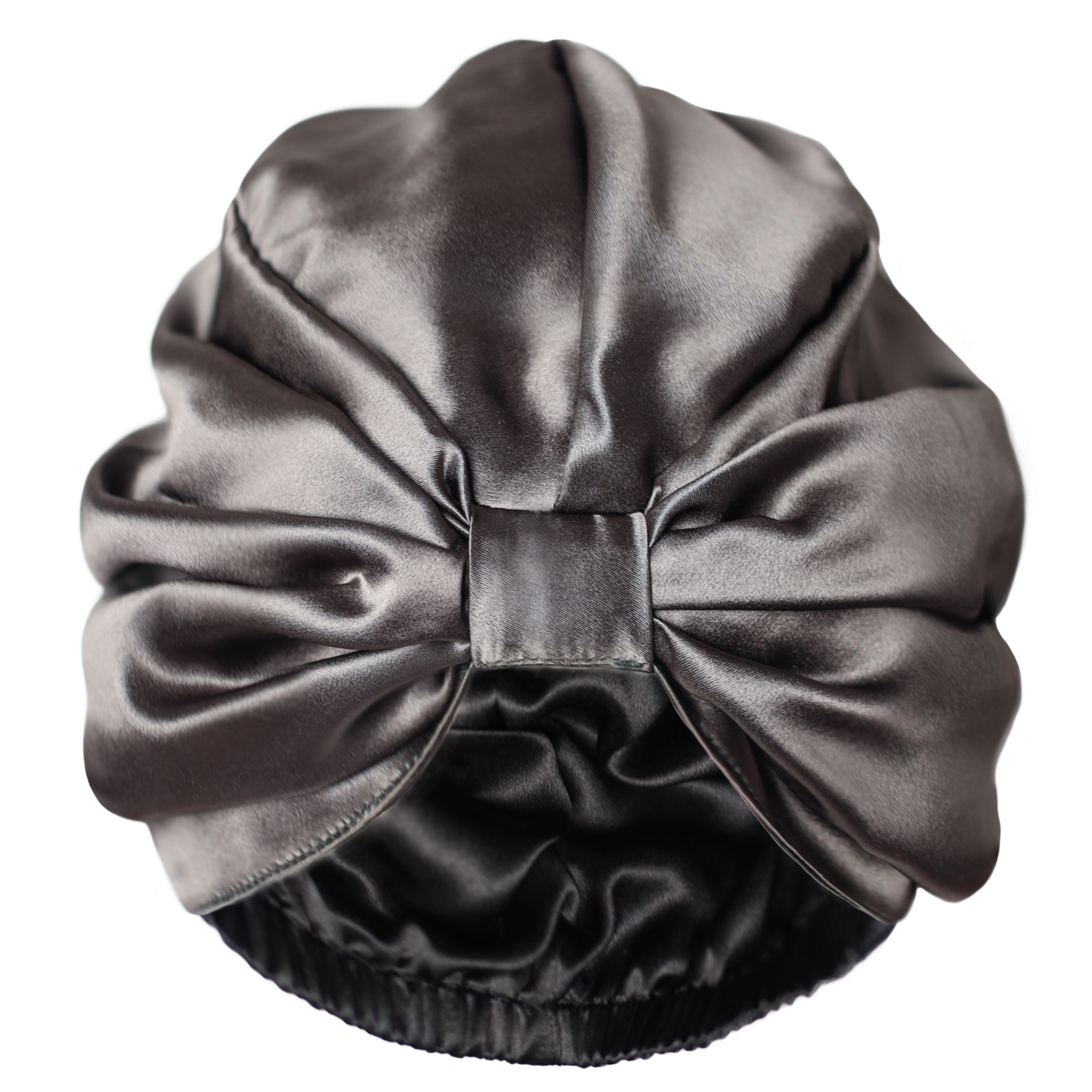 Qrown® obojstranný hodvábny turban na spanie – Grafitová / Čierna