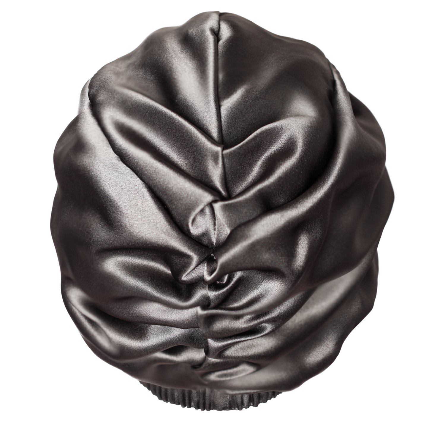 Qrown® obojstranný hodvábny turban na spanie – Grafitová / Čierna