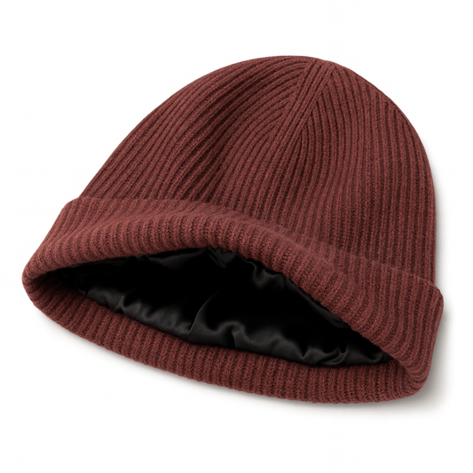 Qrown® čiapka z merino vlny a kašmíru s hodvábnou podšívkou – Hnedá