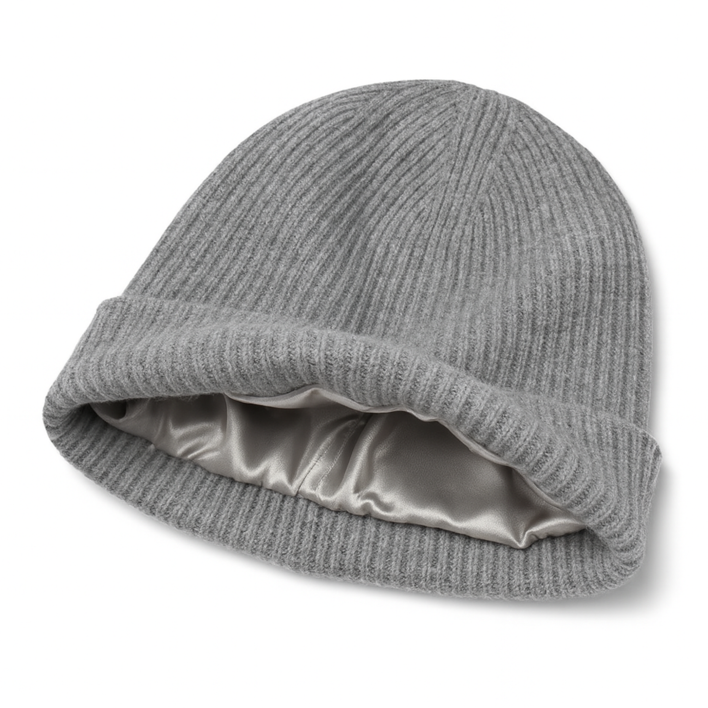 Qrown® čiapka z merino vlny a kašmíru s hodvábnou podšívkou – Sivá
