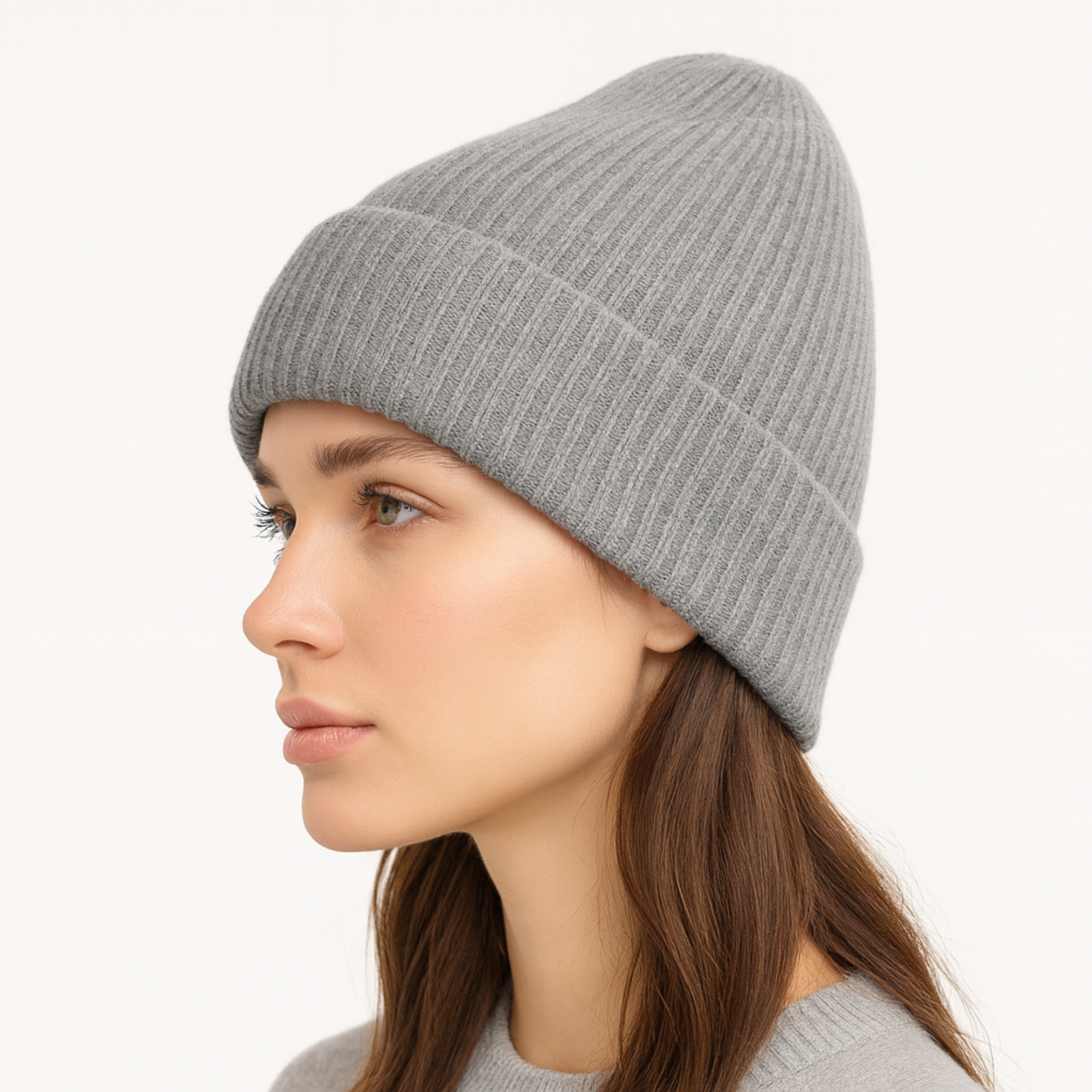 Qrown® čiapka z merino vlny a kašmíru s hodvábnou podšívkou – Sivá