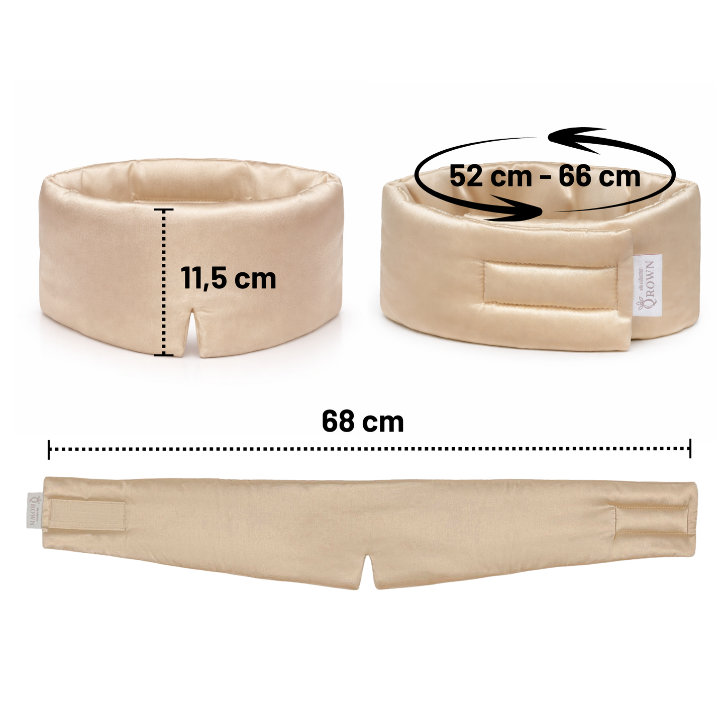 Hodvábna maska na spanie Qrown® Premium