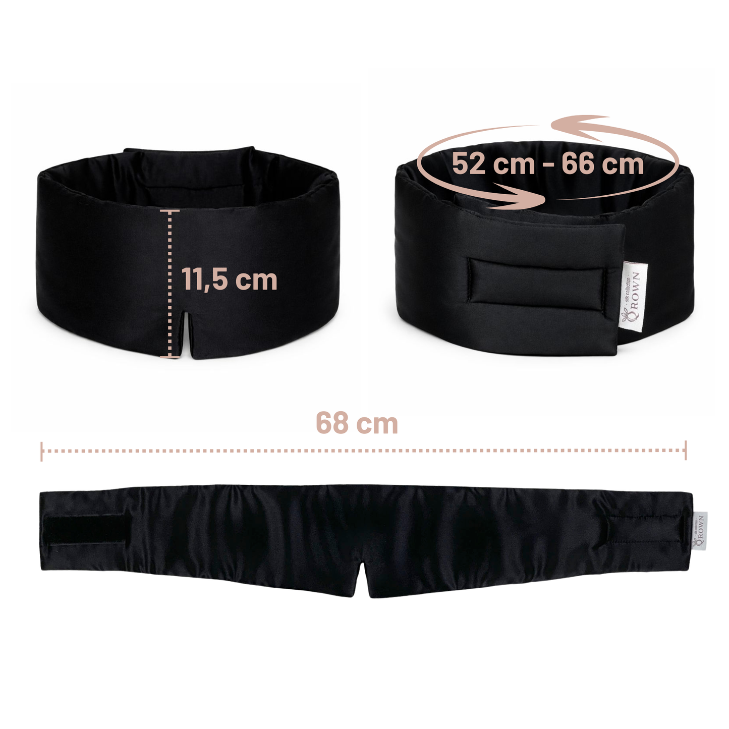 Hodvábna maska na spanie Qrown® Premium