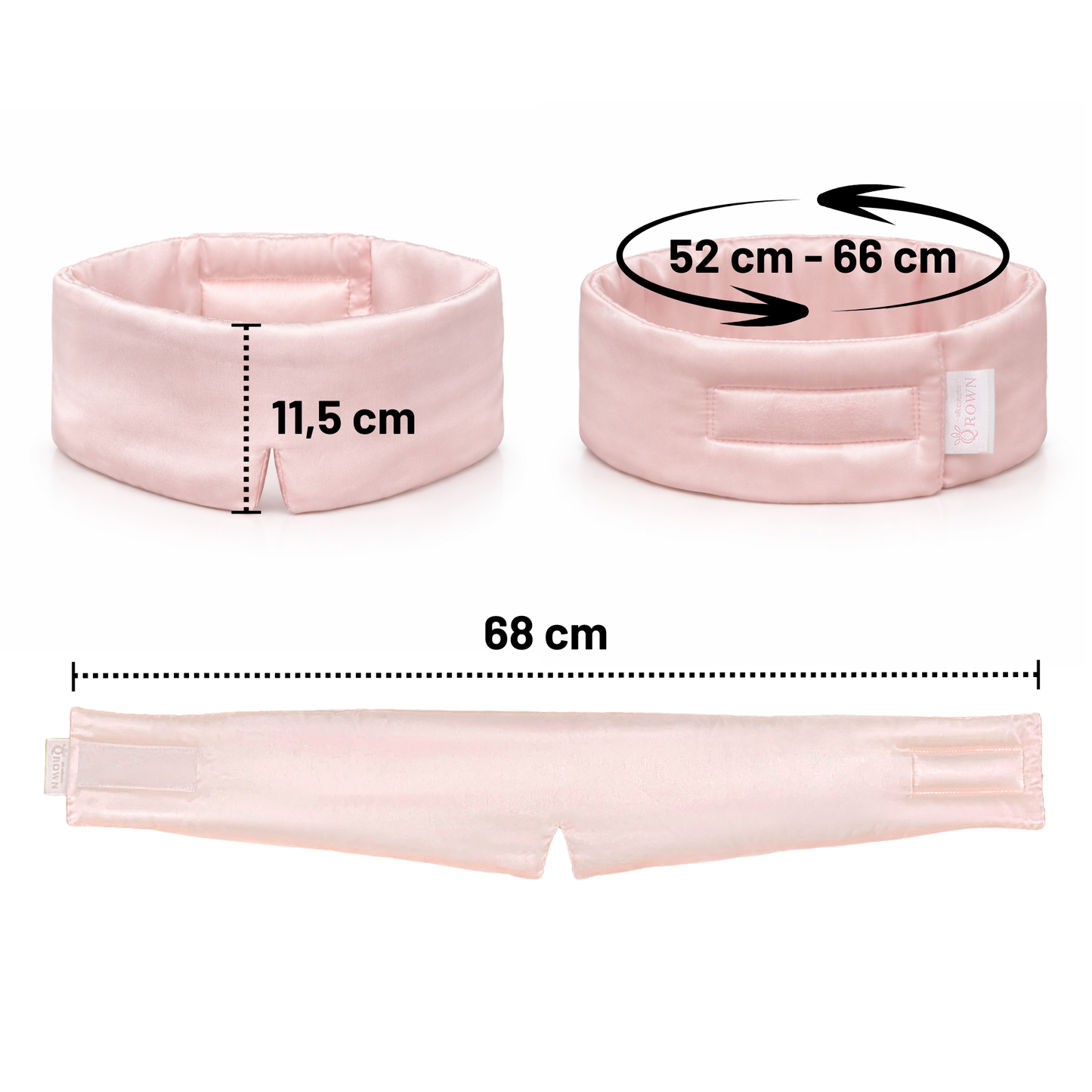 Hodvábna maska na spanie Qrown® Premium